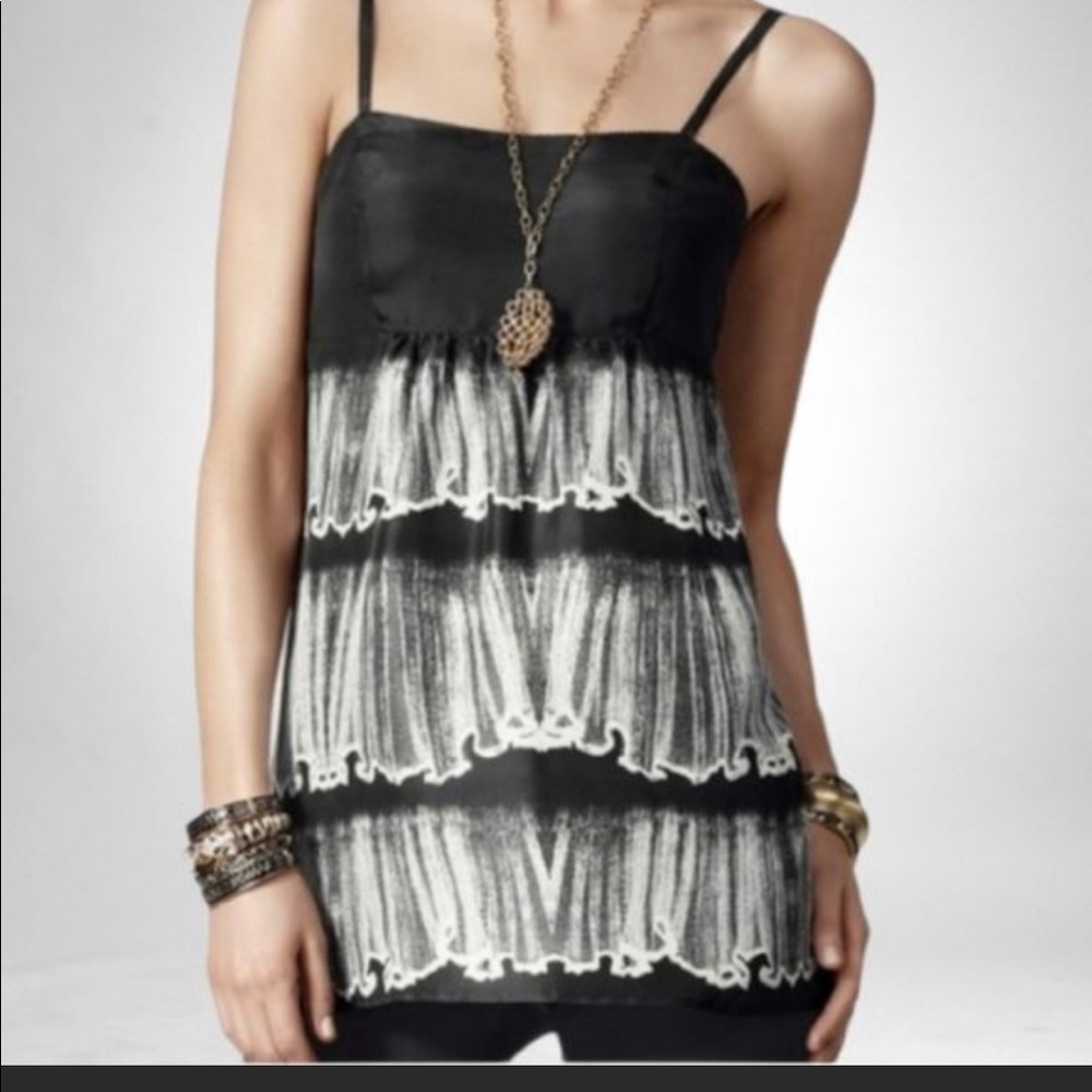 CAbi Black/White Silk Lined Cami Tank Top Size 6